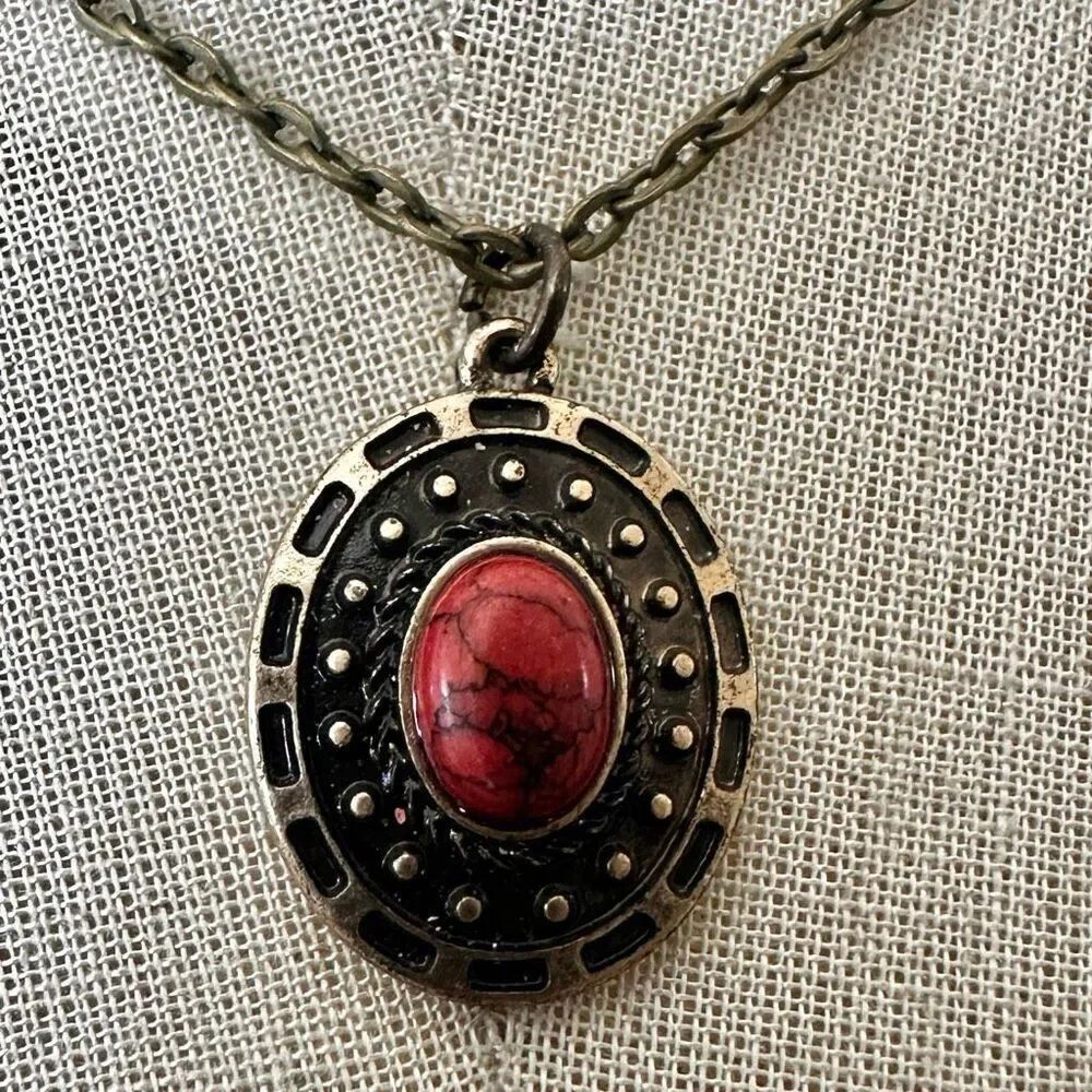 Boho Red Pendant Necklace